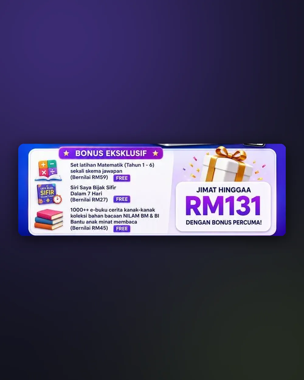 Reseller exclusives: Year 1 to 6 exercises, Bijak Sifir series and 1000+ story ebooks