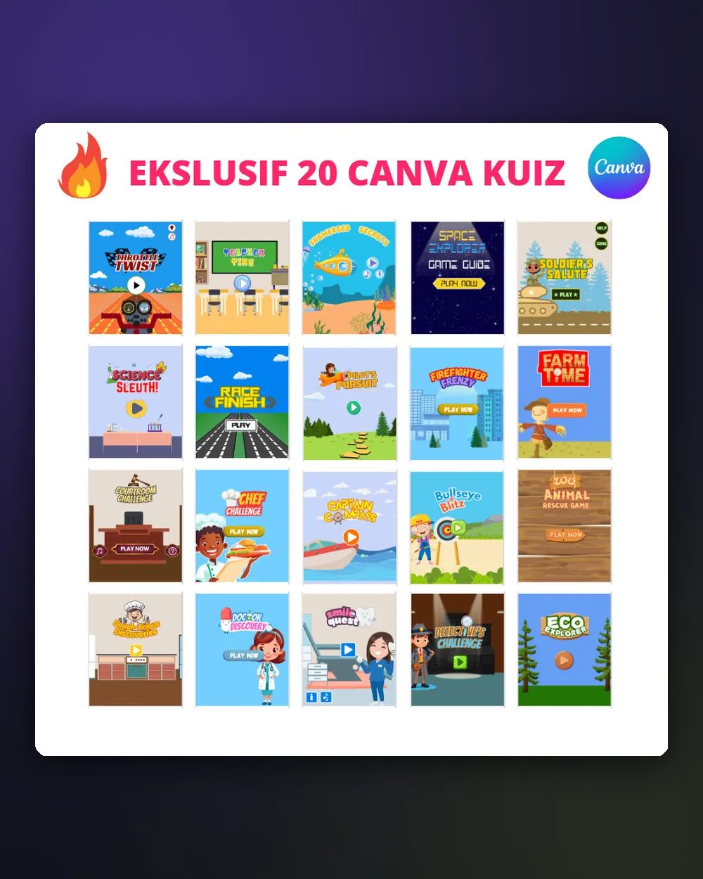 Eksklusif: 20 kuiz Canva siap guna