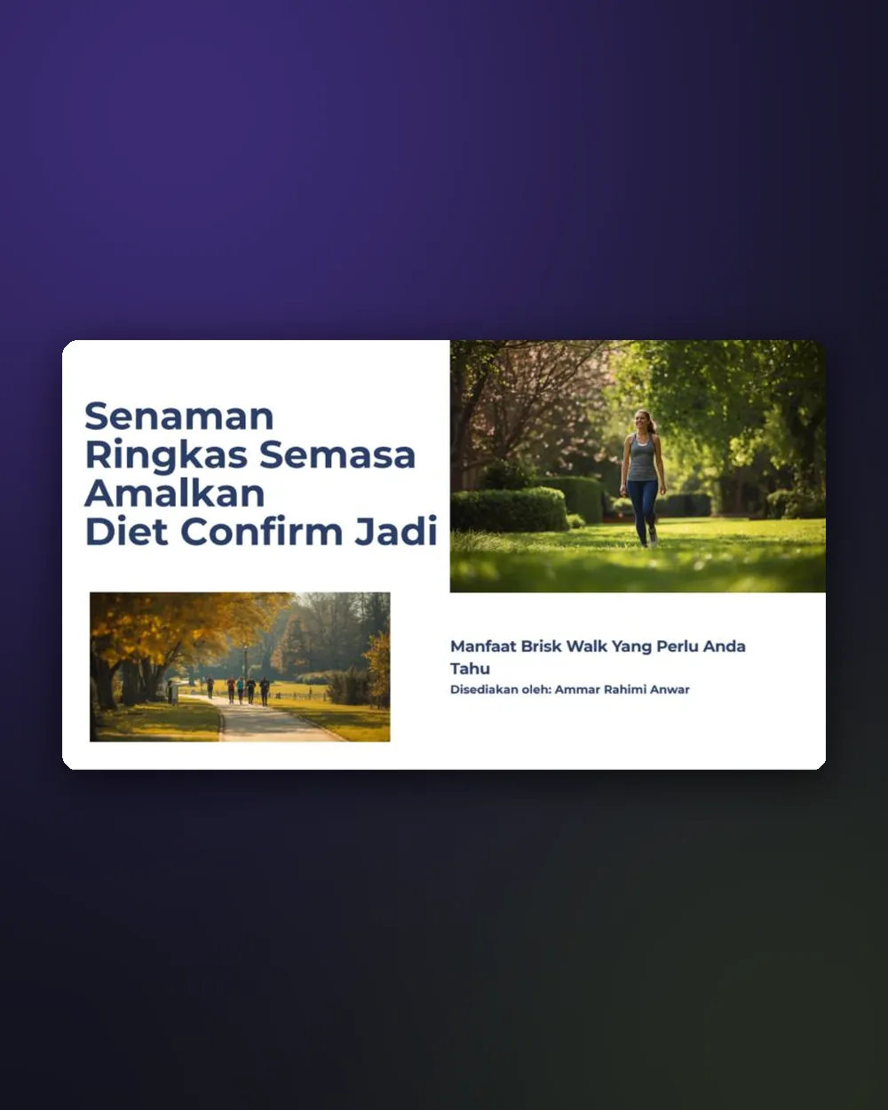 Bonus: mini ebook on simple exercise (brisk walk)